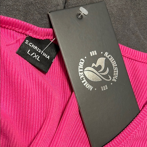 S.‎ Christina Ribbed Hot Pink Sleeveless Bodysuit with High-Cut Leg Opening - Picture 2 of 5